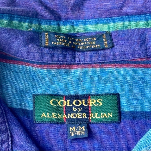 Men’s 70s Vintage Striped Cotton Button-Down Shirt | Colours by Alexander Julian - Picture 3 of 3